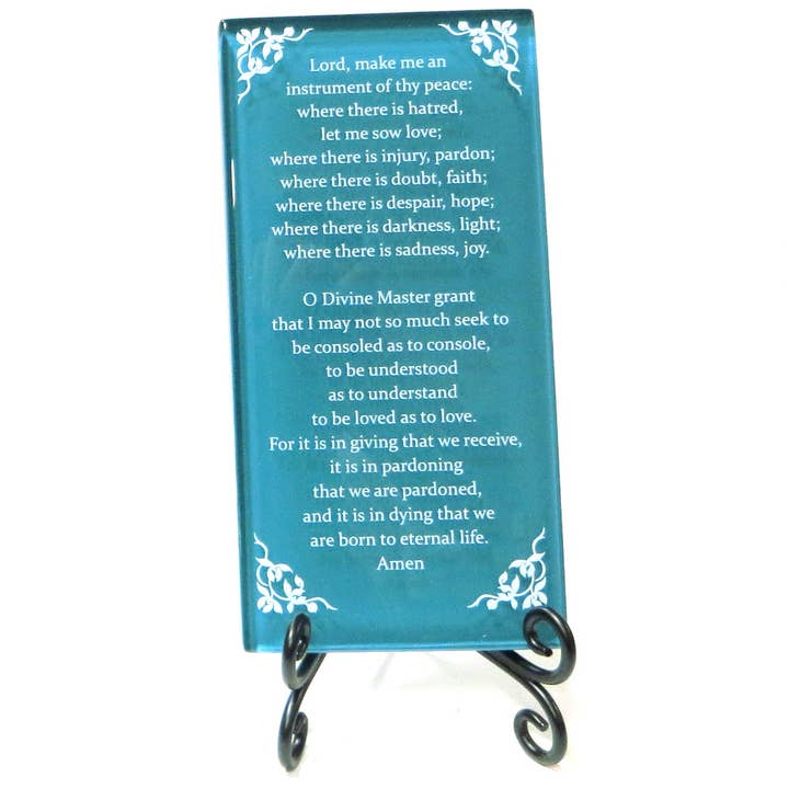 Lifeforce Glass, Inc. - Wholesale Plaque - Inspirational Glass Plaque - The Prayer Of St. Francis3