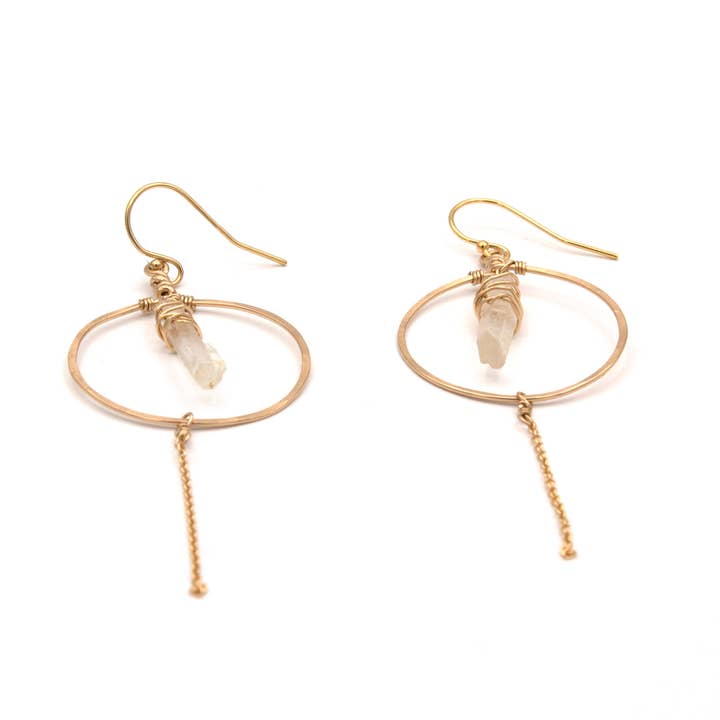 Crystal and Gold - Wholesale Dangle Earrings - Lemurian Quartz Rain Earrings