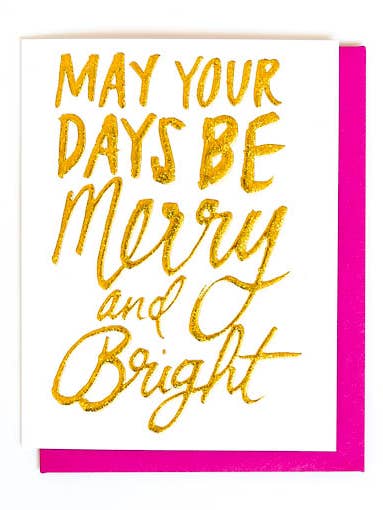Merry & Bright Single Card for wholesale by Thimblepress
