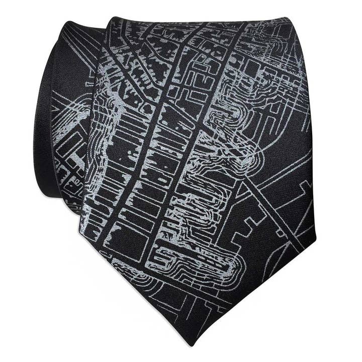 Cyberoptix Tie Lab - Wholesale Necktie - Men's - Boston Map Necktie, 1814 Vintage Map Print Tie1