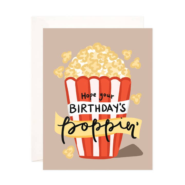 Poppin' Birthday Greeting Card - Punny Birthday Card for wholesale by Bloomwolf Studio