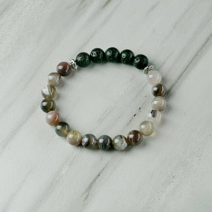Botswana Agate Essential Oil Diffuser Bracelet for wholesale by Love N’ Lava Designs