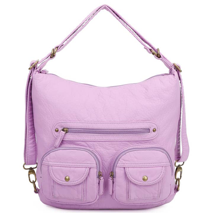AMPERE CREATIONS - Wholesale Backpack - Women's - Convertible Soft Vegan Leather 3 in 1 Crossbody Backpack Bag23