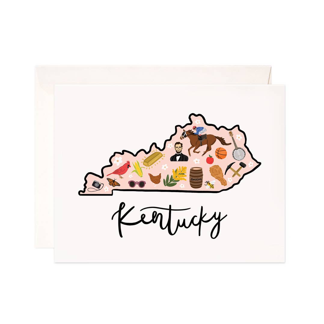 Bloomwolf Studio - Wholesale Everyday Greeting Card - Kentucky Greeting Card - State Map Stationery, Card Set