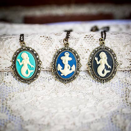 Mermaid Cameo Necklace for wholesale by Adorned by Aisha