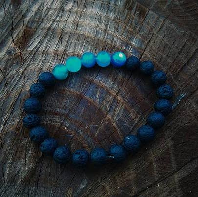 Foxfire Stones - Wholesale Beaded Bracelet - Matte/Clear Stretch - Big o' Blue Bracelet0