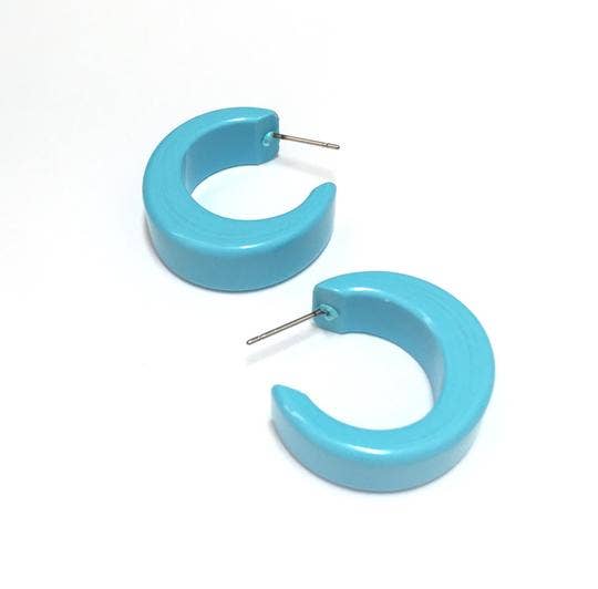 Leetie Lovendale - Wholesale Hoop Earrings - Turquoise Chunky Mod Lucite Hoop Earrings0
