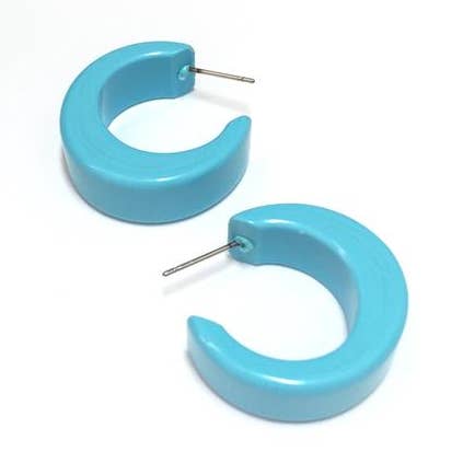 Leetie Lovendale - Wholesale Hoop Earrings - Turquoise Chunky Mod Lucite Hoop Earrings0