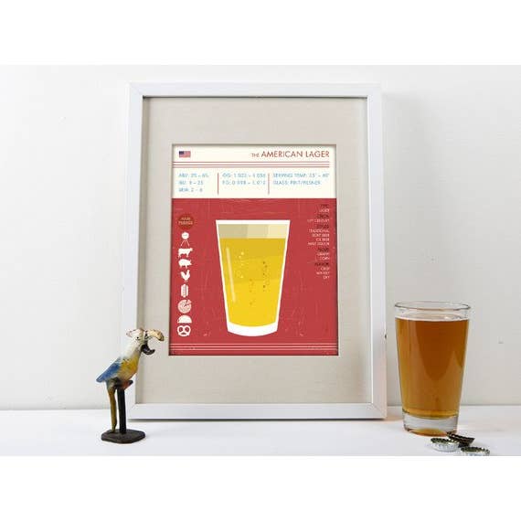 8” x 10” American Lager Beer Art Print for wholesale by The National Anthem