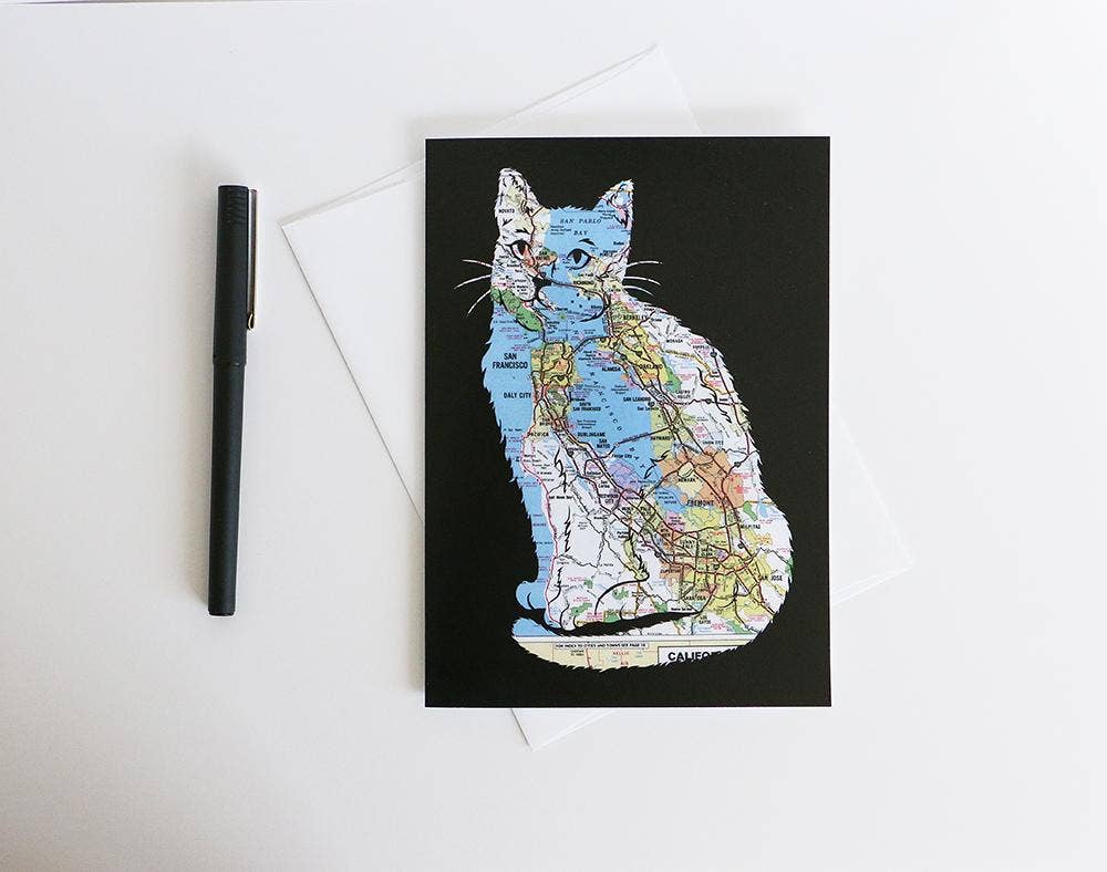 Granny Panty Designs - Wholesale Everyday Greeting Card - Feline Fine Cat Card - San Francisco Bay Area Map1