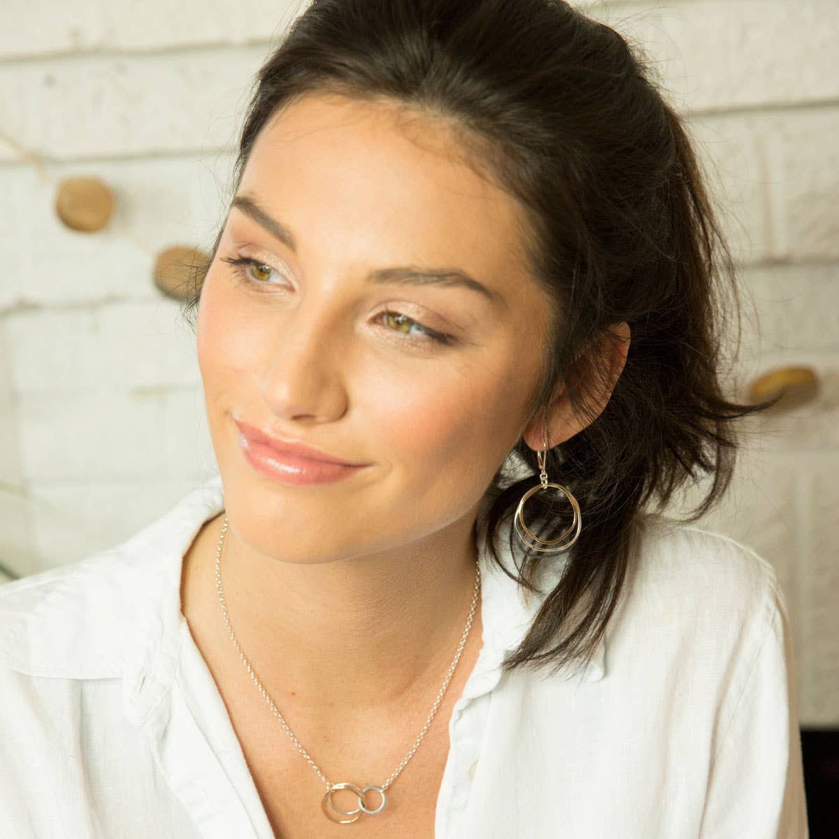 Freshie & Zero – wholesale Pendant/charm necklace – Mixed Caldera Necklace, Mixed Metal Three Circles2