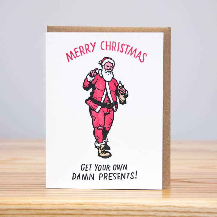 Huckleberry Letterpress – wholesale Julkort – Berusad tomte (Letterpress)