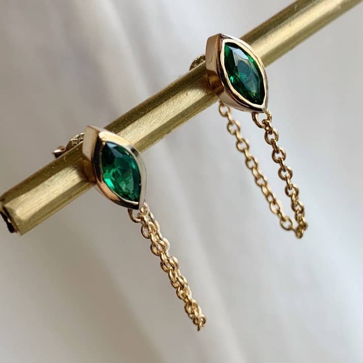 FALA – wholesale Dangle earrings – MARQUEE CHAIN GREEN EARRINGS 0