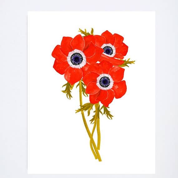 Anemone 8X10 Art Print for wholesale by Shannon Kirsten Illustration