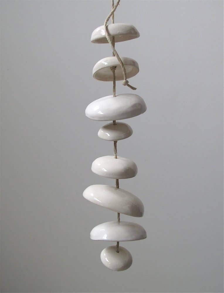 Mudpuppy Ceramic Studio - Wholesale Wind Chime - Moon Chimes Half Stack Gloss White1