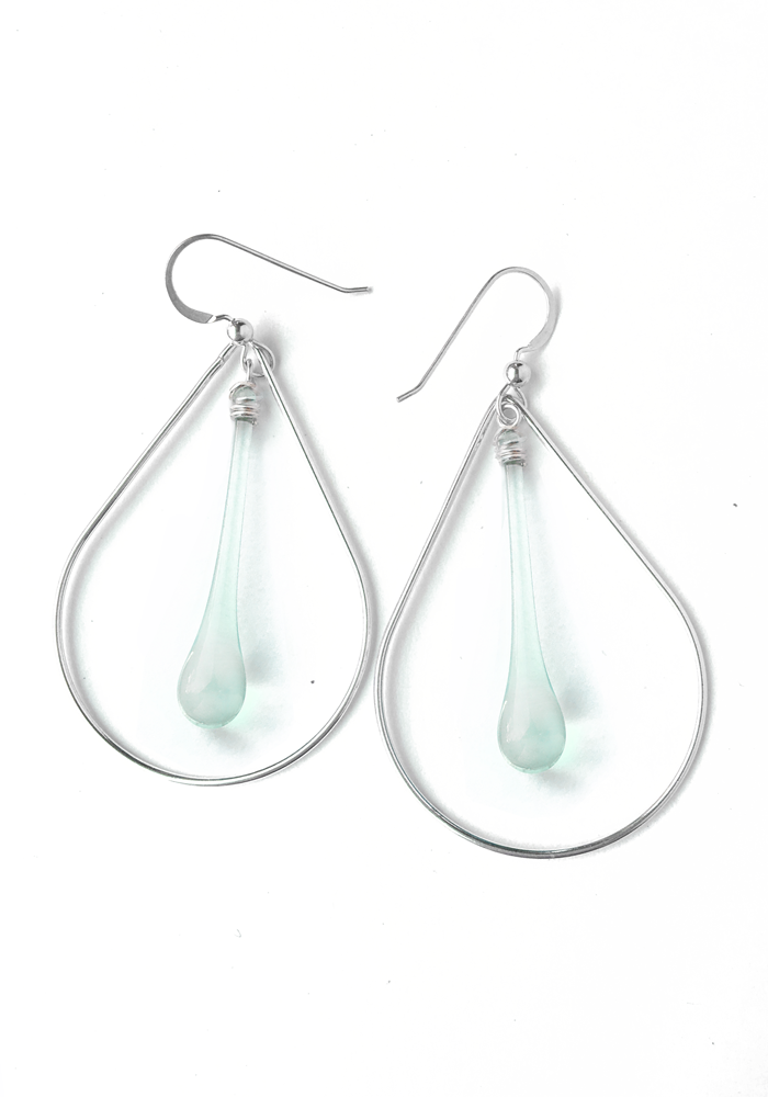 Sundrop Jewelry - Wholesale Dangle Earrings - Laceleaf Glass and Silver Earrings4