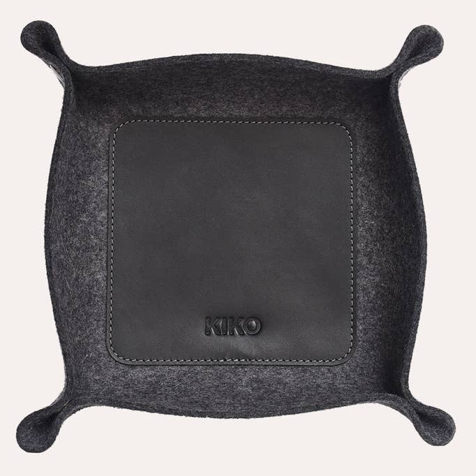 Black Wool Felt and Leather Desk Tray for wholesale by Kiko Leather