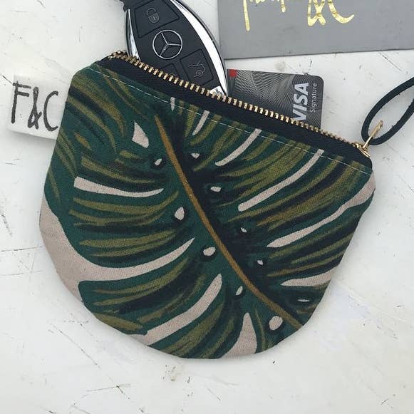 RICHMOND HALF MOON POUCH IN MONSTERA for wholesale by Frankie & Coco PDX