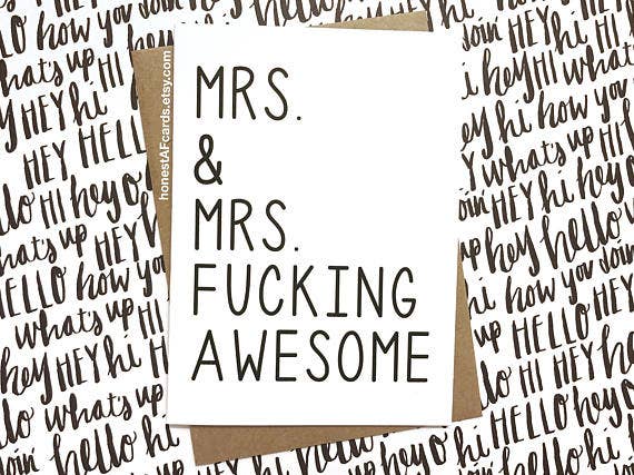 Honest AF Cards - Wholesale Wedding Card - Mrs & Mrs F*ing Awesome Card1