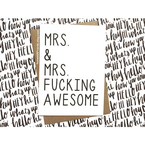 Honest AF Cards - Wholesale Wedding Card - Mrs & Mrs F*ing Awesome Card1