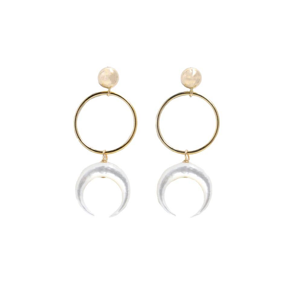 Bent by Courtney - Wholesale Dangle Earrings - Luna 14K Gold-Filled Mother of Pearl Dangle Earrings3