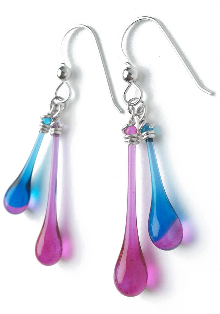 Sundrop Jewelry - Wholesale Dangle Earrings - Duet Colorful Glass Teardrop Earrings0