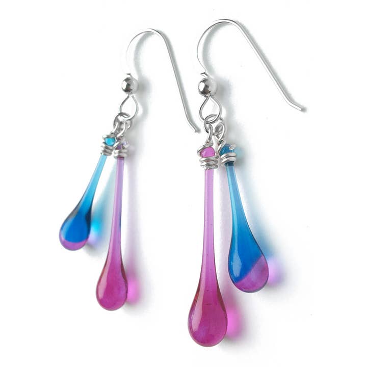 Sundrop Jewelry - Wholesale Dangle Earrings - Duet Colorful Glass Teardrop Earrings