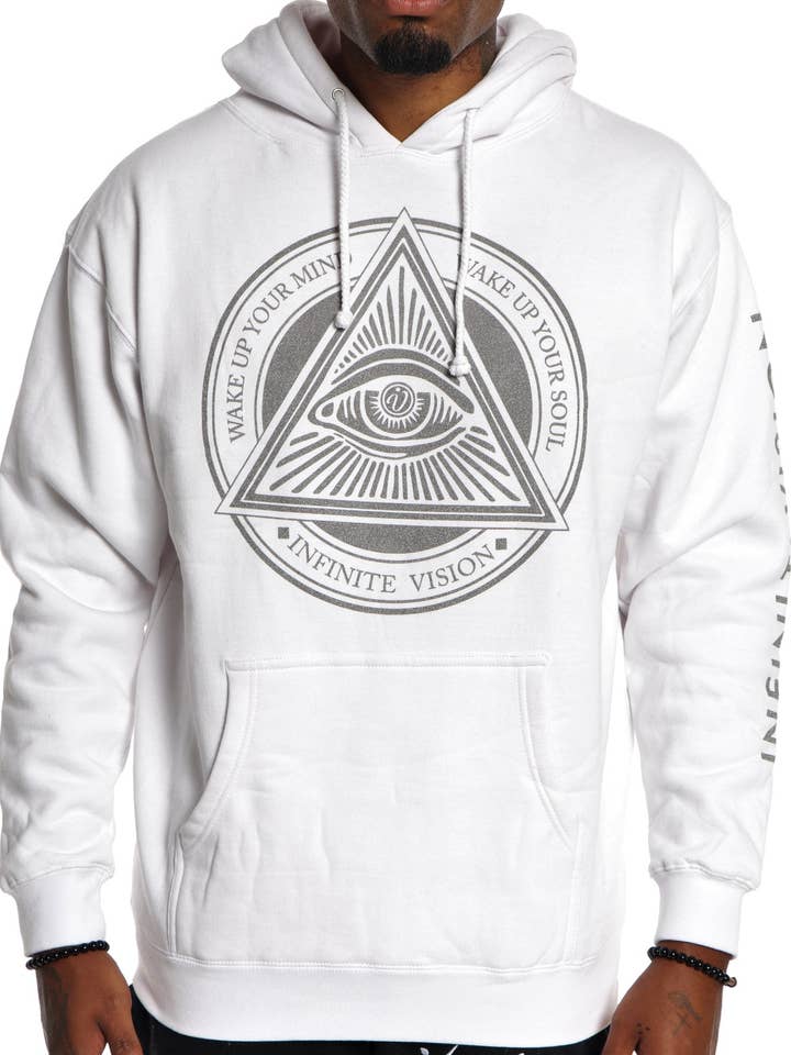 Enlightenment Hoodie - White with Silver for wholesale by Infinite Vision