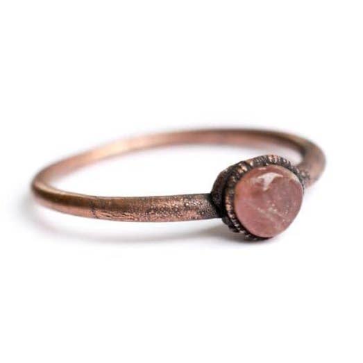 Roze Toermalijn Elektrogevormde Kristallen Koperen Ring voor wholesale door HAWKHOUSE
