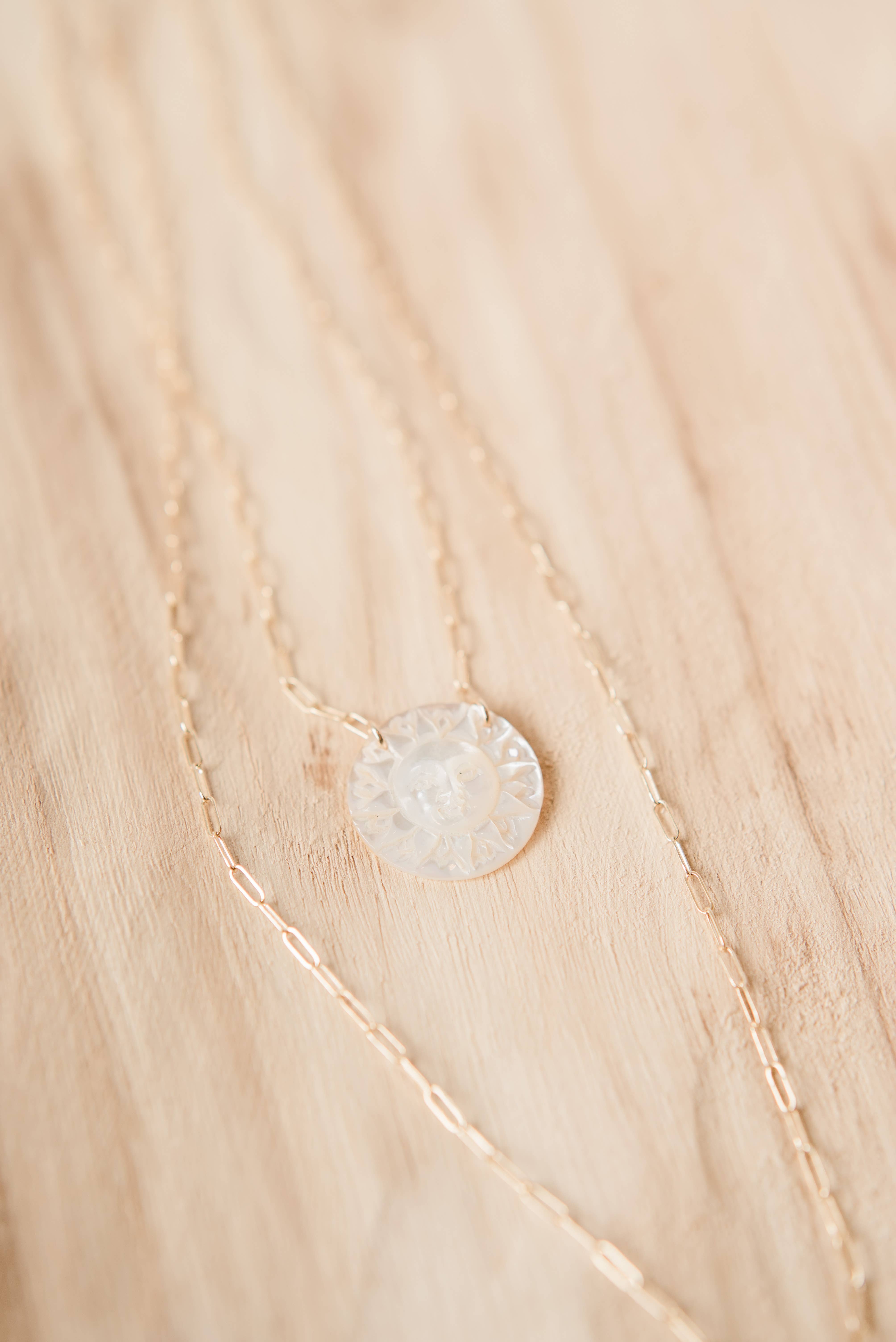 Bent by Courtney - Wholesale Pendant/Charm Necklace - Apollo 14K Gold-Filled Mother of Pearl Pendant Necklace1