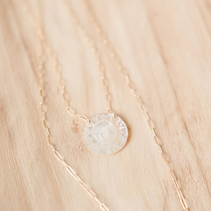 Bent by Courtney - Wholesale Pendant/Charm Necklace - Apollo 14K Gold-Filled Mother of Pearl Pendant Necklace1