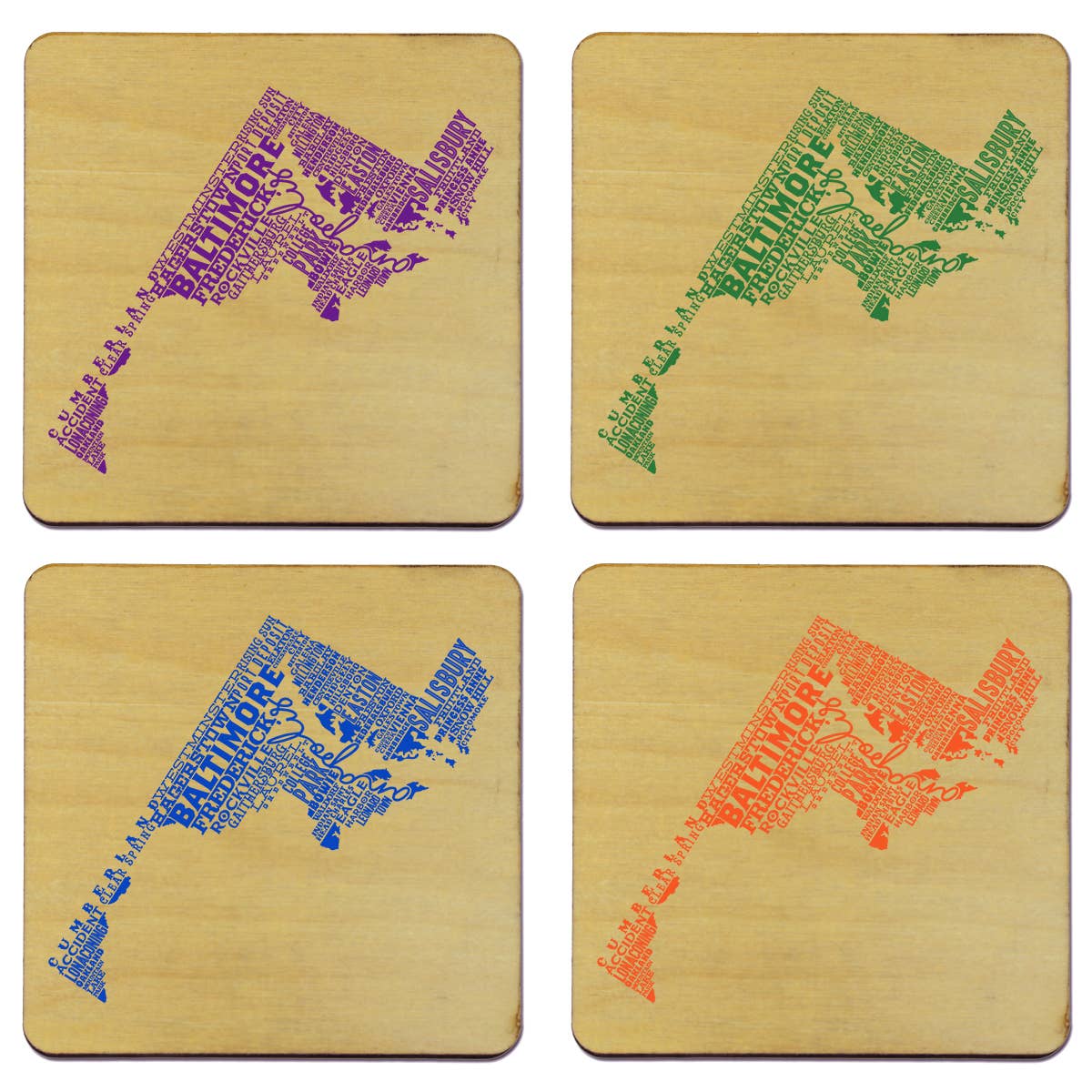 Torched Products - Wholesale Coasters - State Typography Coaster- Set of 421