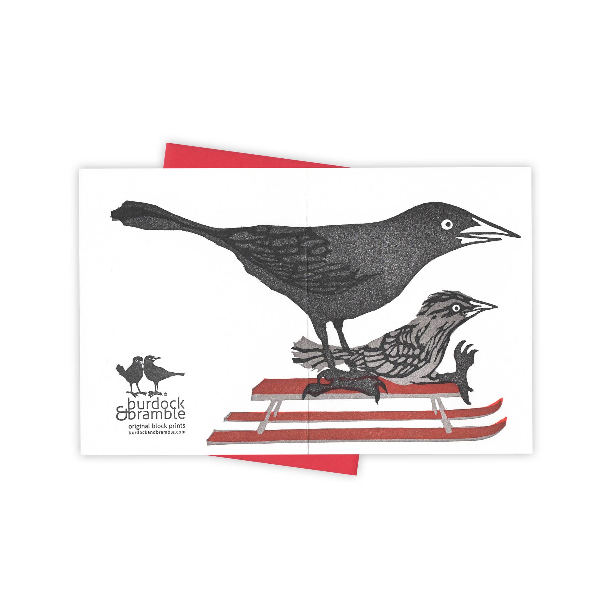 Burdock & Bramble - Vente Cartes de vœux saisonnières - Carte de Grackle Jour de la neige1