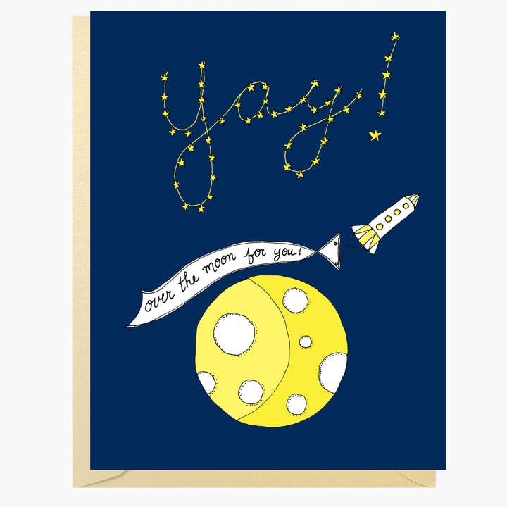 Biglietto di congratulazioni sopra la luna per la vendita all'ingrosso da parte di Rachelink Cards & Illustrations