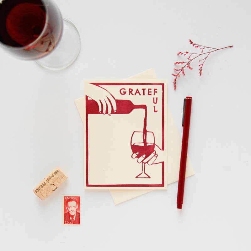 Heartell Press - Venta al por mayor Tarjetas de agradecimiento - Tarjeta de agradecimiento de Grateful Wine1