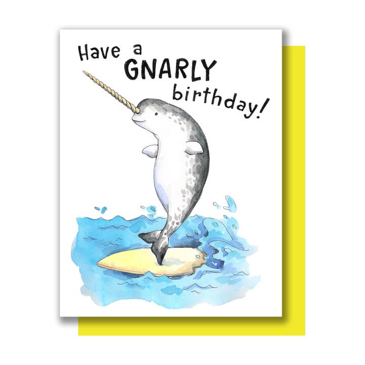Heb een Narly Birthday Narwhal-kaart voor wholesale door Paper Wilderness