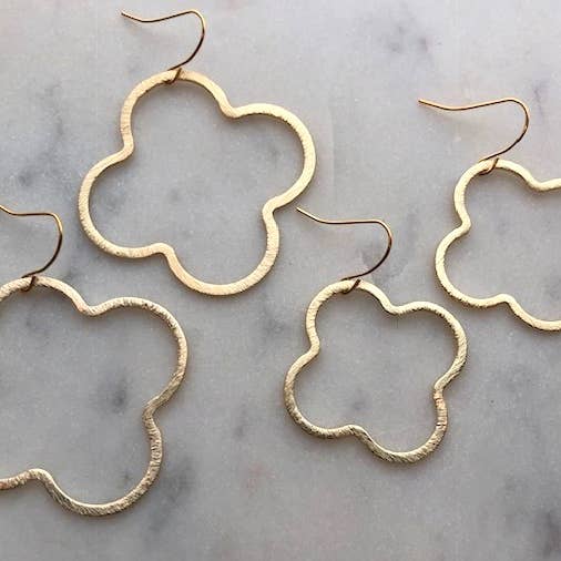 Laalee Jewelry - Wholesale Dangle Earrings - Gold Quatrefoil Earrings