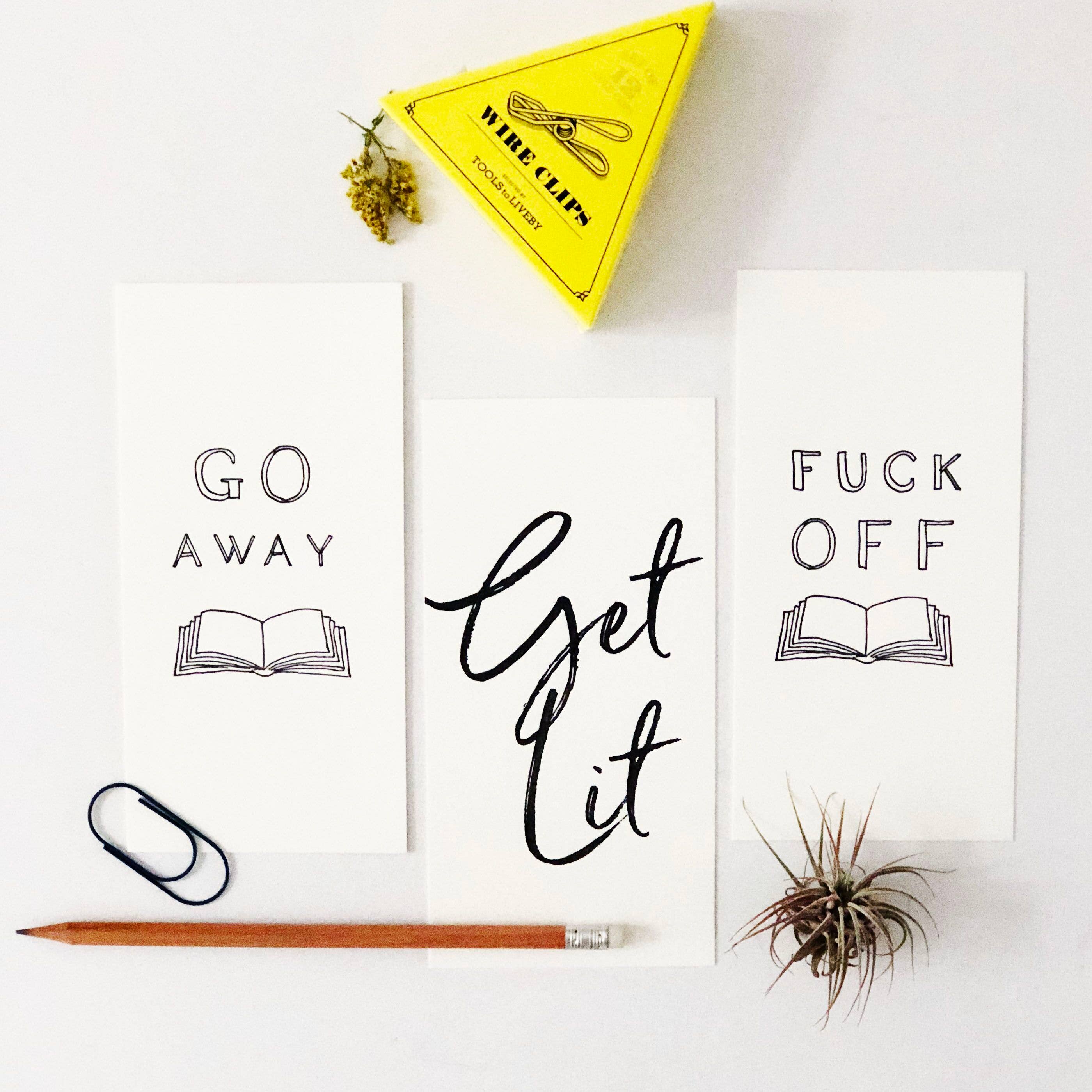 Steel Petal Press - Wholesale Bookmark - Go Away - Typographic Letterpress Bookmark1