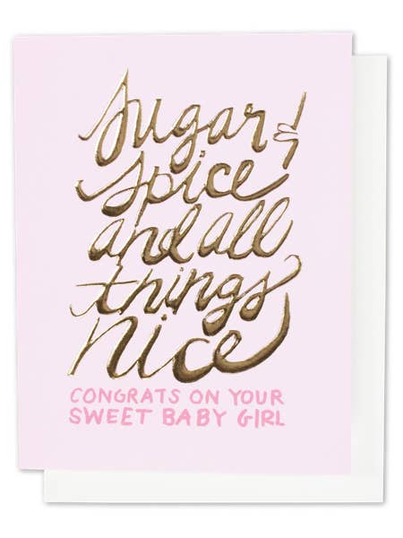 Sugar & Spice Single Gold Foil + Embossed Card for wholesale by Thimblepress