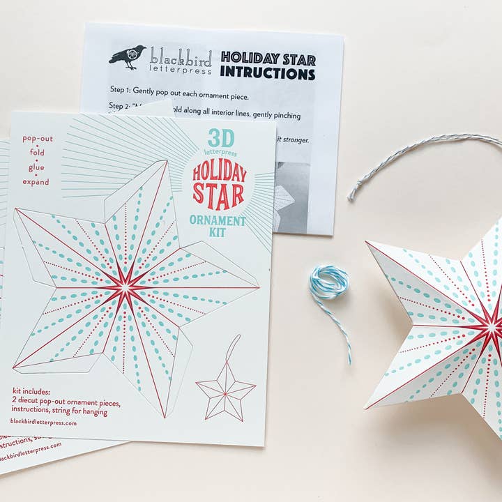 Blackbird Letterpress - Wholesale DIY craft kit - dotted star DIY ornament kit3