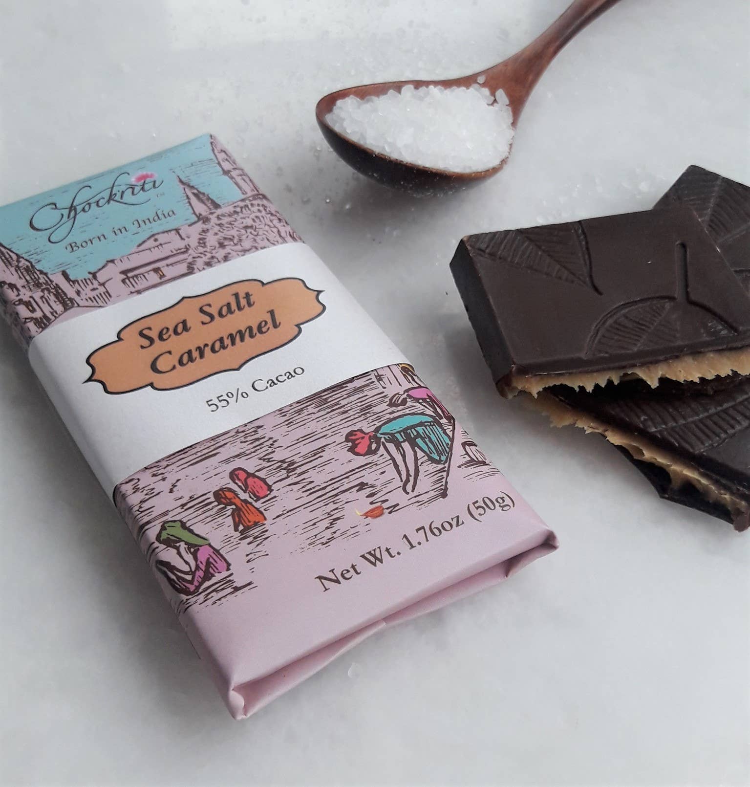 Chockriti Chocolates LLP - Wholesale Chocolate Bar - Sea Salt Caramel in Belgian dark chocolate1