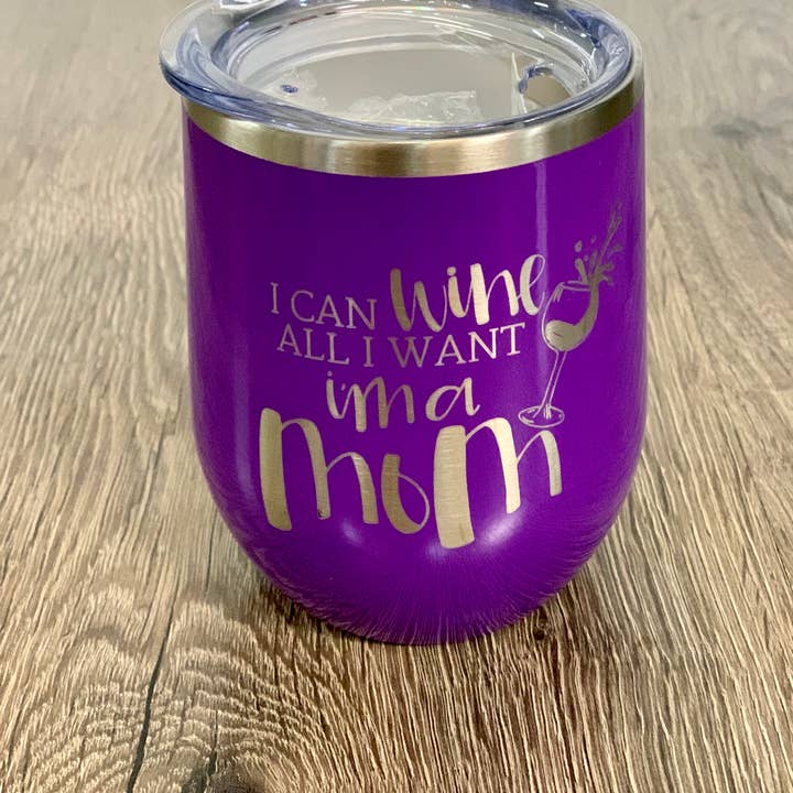 spillthebeansetc - Wholesale Insulated Mug/Tumbler - I Can Wine All I Want 12oz Engraved Cup w/ Lid + Straw
