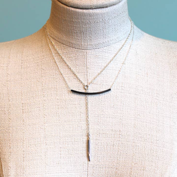 Oxidized Silver Bar Necklace for wholesale by Margie Edwards Jewelry