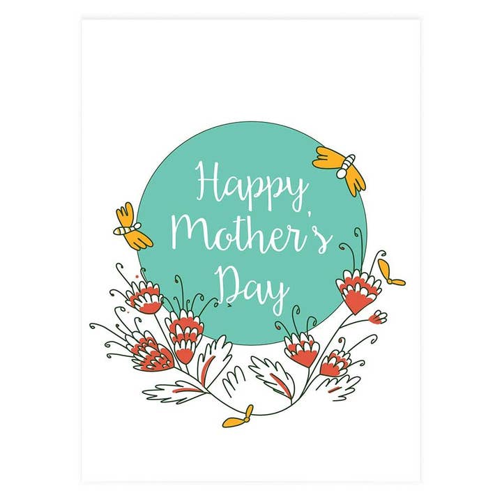 Tarjeta de felicitación del día de la madre, diseño de círculo azul para venta al por mayor de Potluck Press