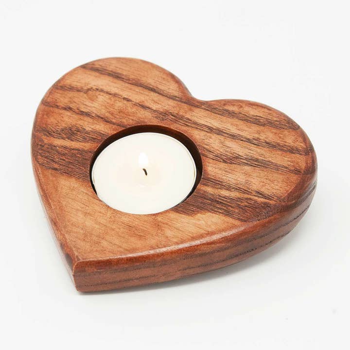 Heart Candle Holder for wholesale by Blue Valley Woodworks