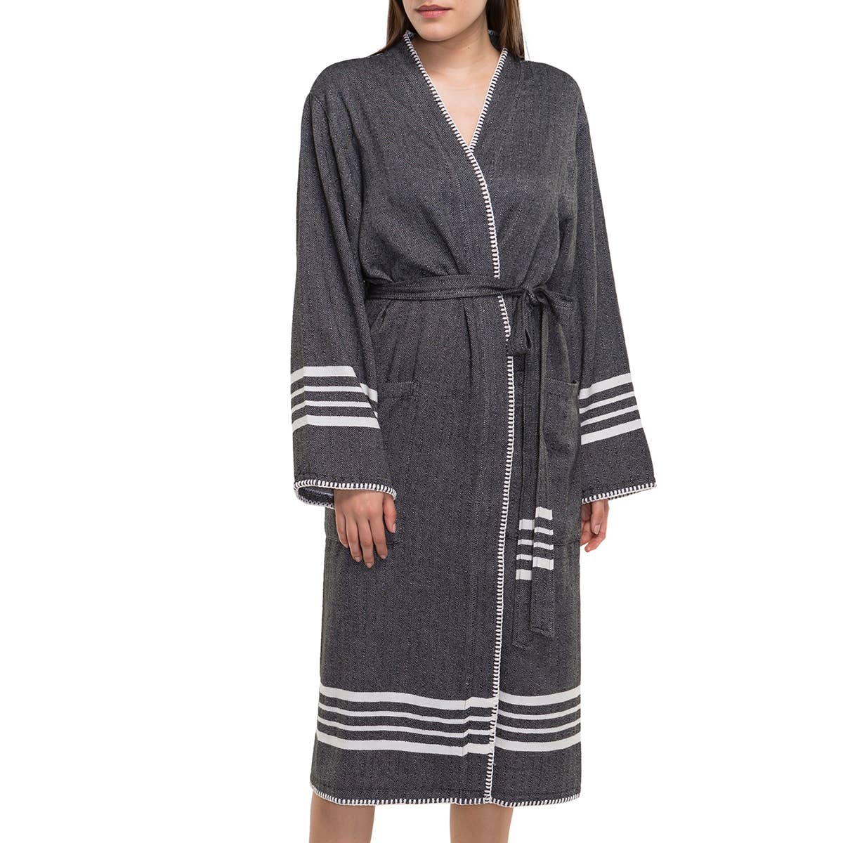 Buldano - Wholesale Robe - Women's - Black Peshtemal Robe2