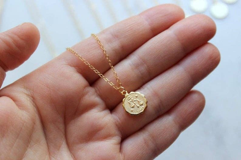 Laalee Jewelry - Wholesale Pendant/Charm Necklace - Gold Zodiac Necklace, Coin Zodiac, Zodiac Jewelry Gift1