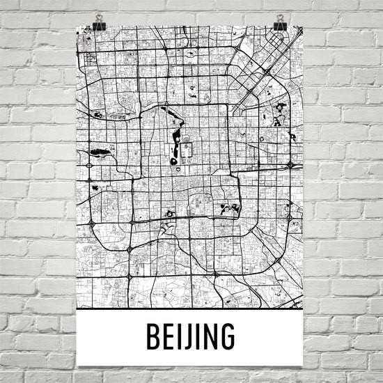 Modern Map Art - Wholesale Poster - Beijing China Street Map Poster 8" x 10"0