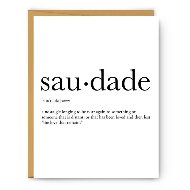 Saudade Definition - Literary Love Card for wholesale by Footnotes