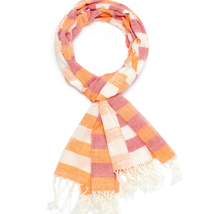 Indigo Handloom - Wholesale Scarf - Women's - Brushstroke - Orange